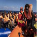 Rescued migrants at sea